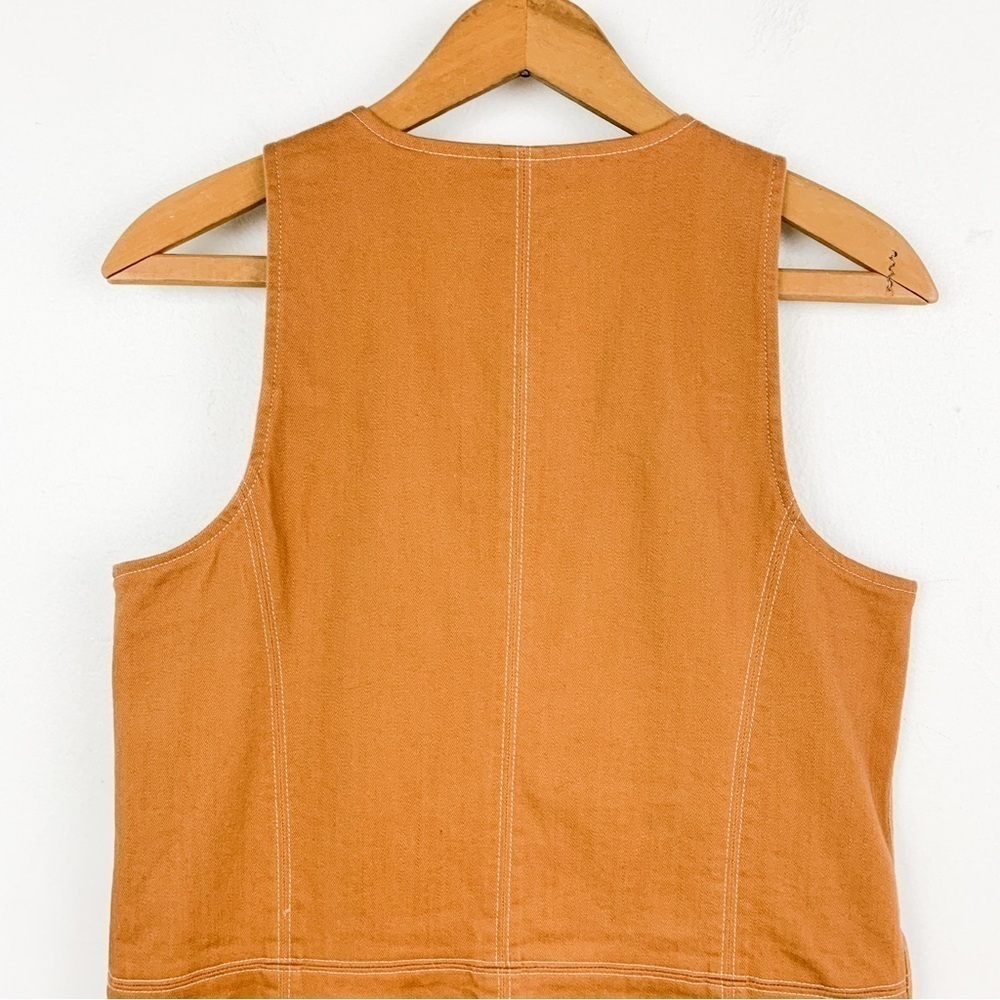 Spartina 449 Brown Denim Sleeveless Zip Front Mini Dress Sz S - Picture 4 of 9